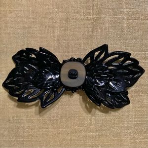 Angela Caputi Italy Black Resin 6" leaf brooch Lightweight Unisex NEW!